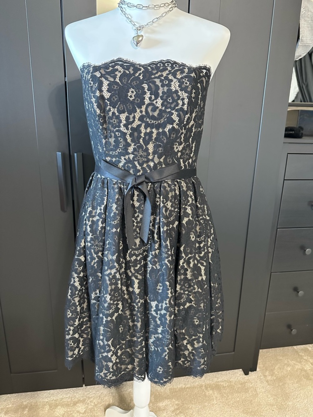 Liberated & Free Genuine Denim Co. Black Lace Dress Sweetheart Size 6